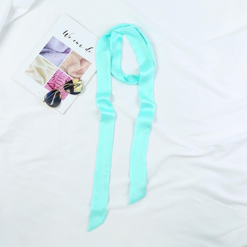 Women's Solid Silk Ribbon Scarf: Thin, Long, Narrow Neck Tie & Shirt Accessory