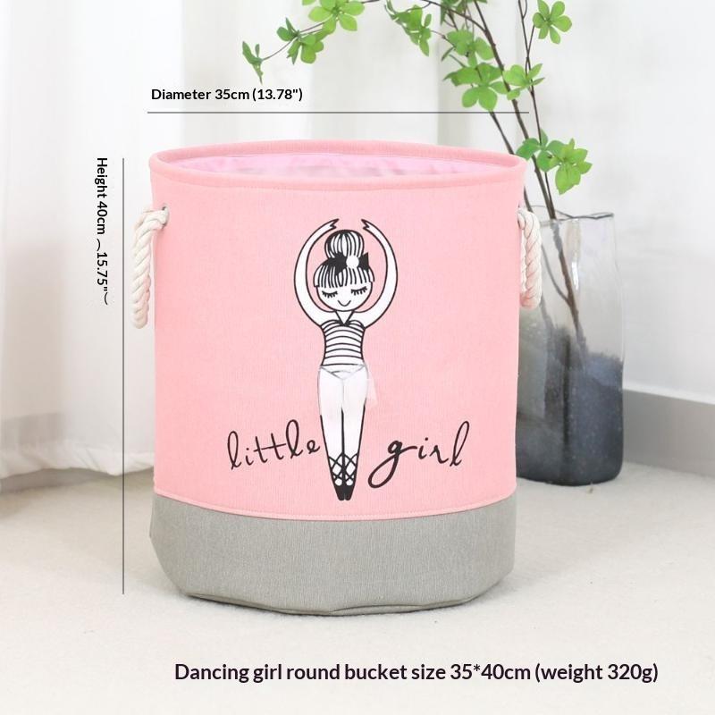 Girls Cute Fabric Storage Bucket 1Pcs Waterproof Storage Basket for Kids Clothes Toys Sundries Nursery Room Organizer