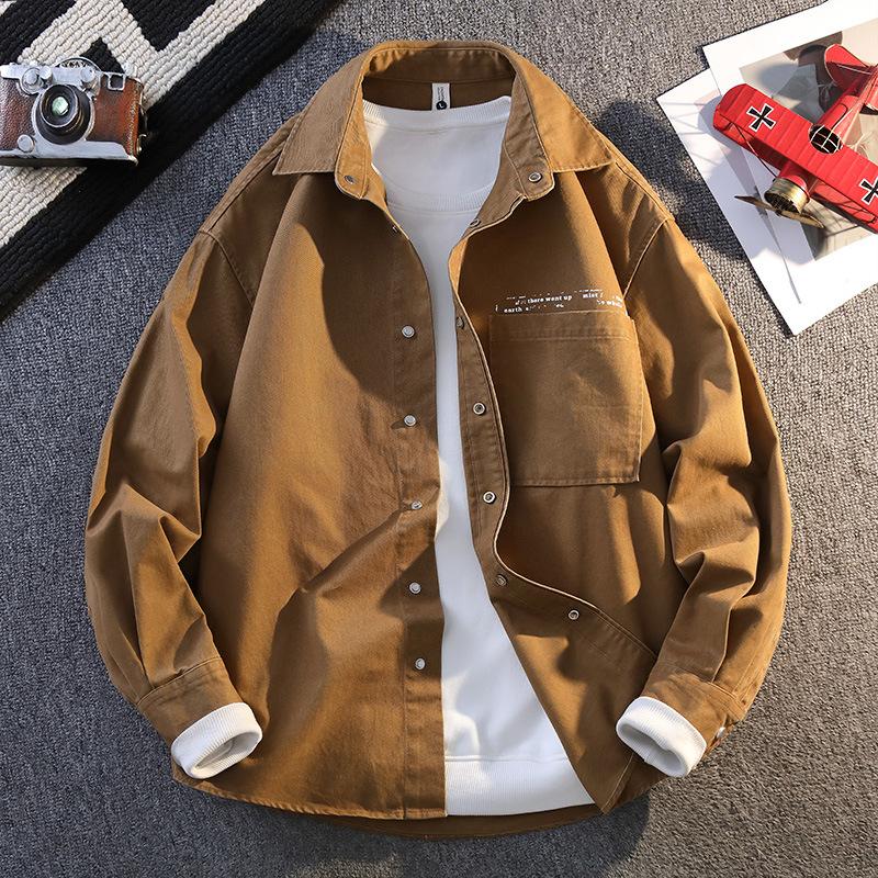 Large Size Denim Jacket for Men Loose Plus Size Plus Fat Long Sleeve Literary Shirt for College Students High-end Cool Jacket