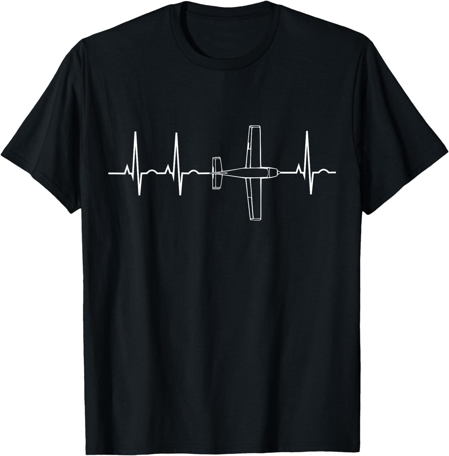 Airplane Pilot Heartbeat Flying Gift Tee T-Shirt M