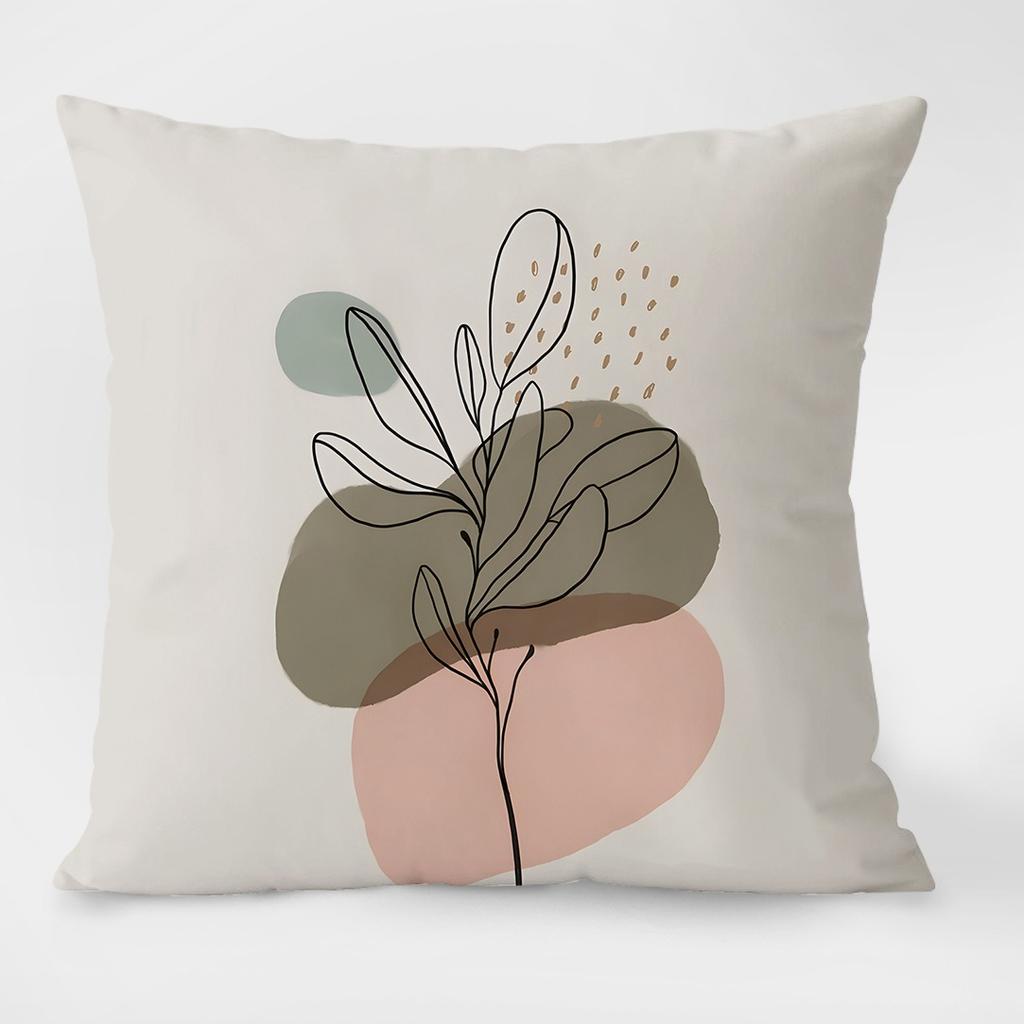 Simple Plant Pastoral Pattern Decorative Pillowcase Living Room Bedroom Square Cushion Pillowcase