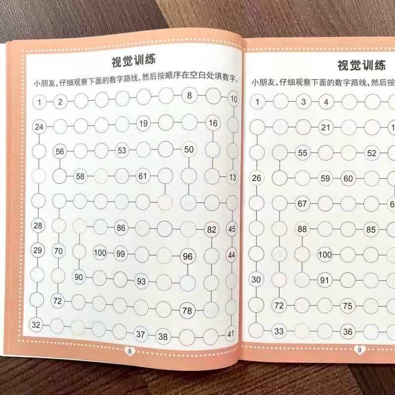 Preschool Visual Perception Activity Book, 46 Pages Magic Number Tracking Maze, Early Education Brain Development Toy for Kids
