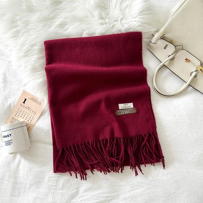 Solid color scarf women's winter new imitation cashmere scarf multi-color warm scarf long shawl