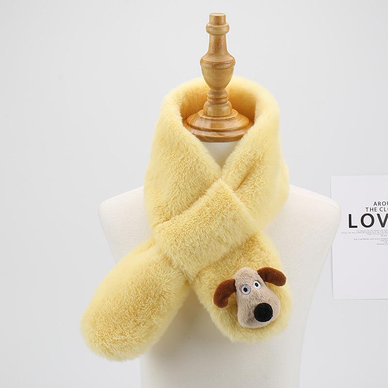 2025 Winter Children's Cartoon Faux Rabbit Fur Plush Scarf - Warm, Thick, and Furry Neck Warmer