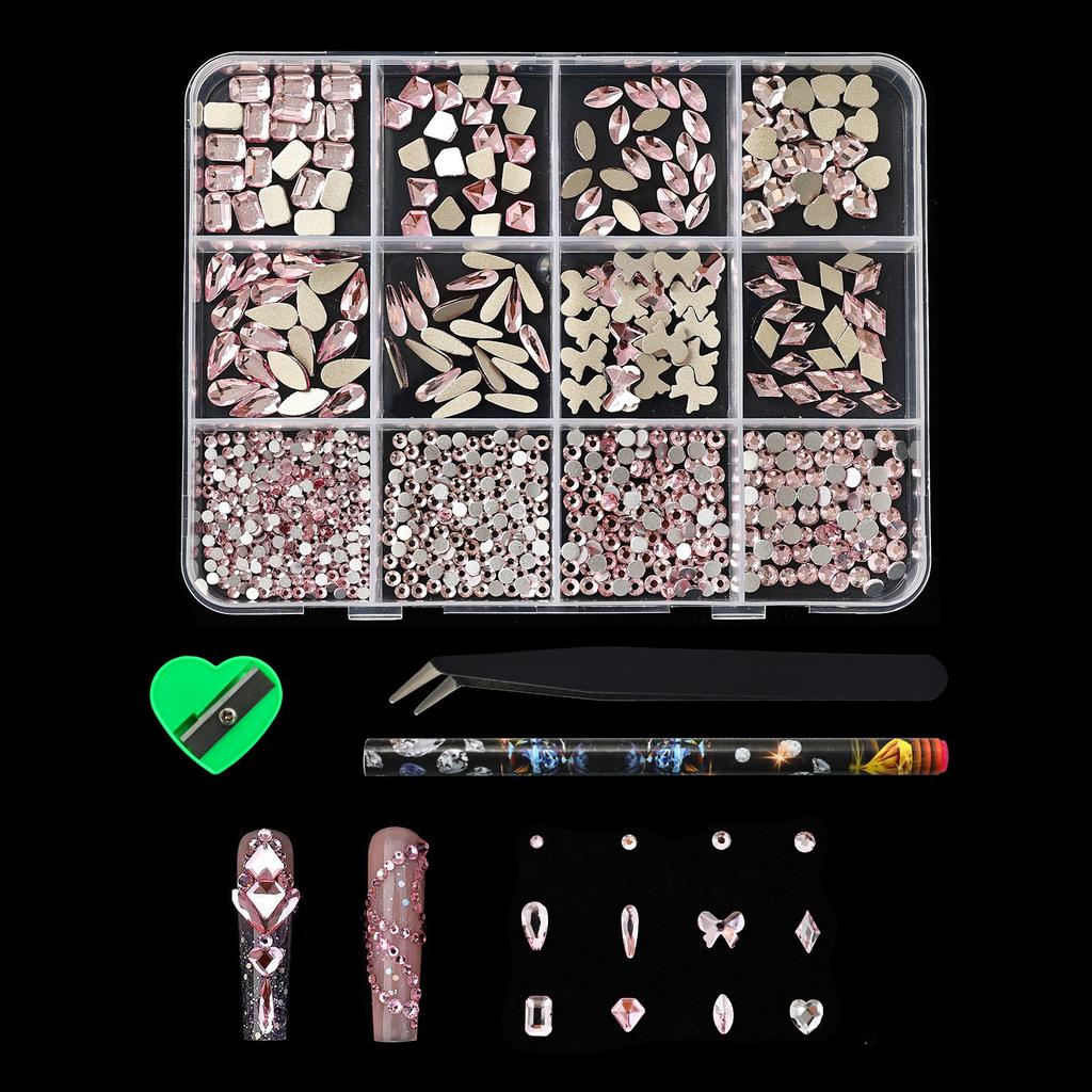 Professional Resin Rhinestones Nail Art Supplies 12Compartment For Customized Manicure And Pedicure Resin Nail Gems