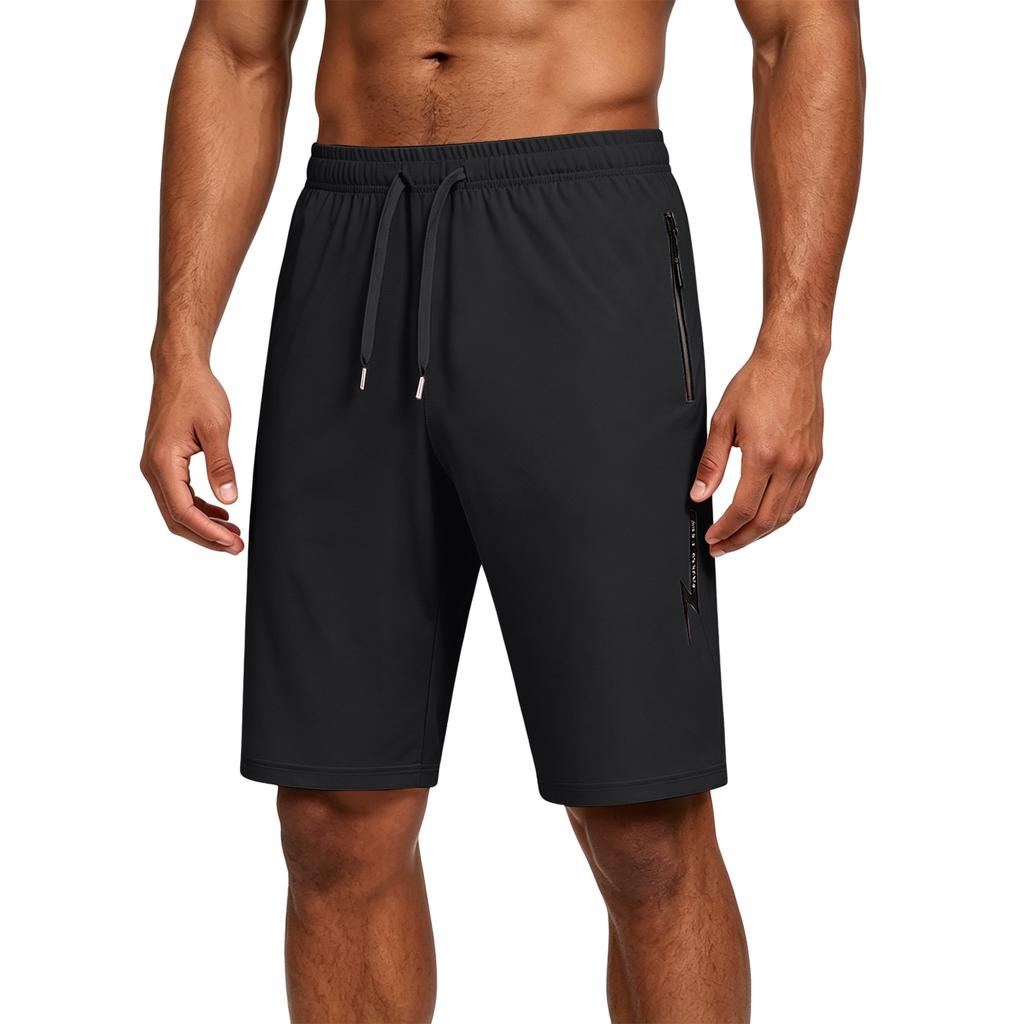 Men’s Ultra Lightweight Stretchy Ice Silk Seven Tenth Length Pants with Elastic Waistband and Zipper Pockets for Everyday Wear