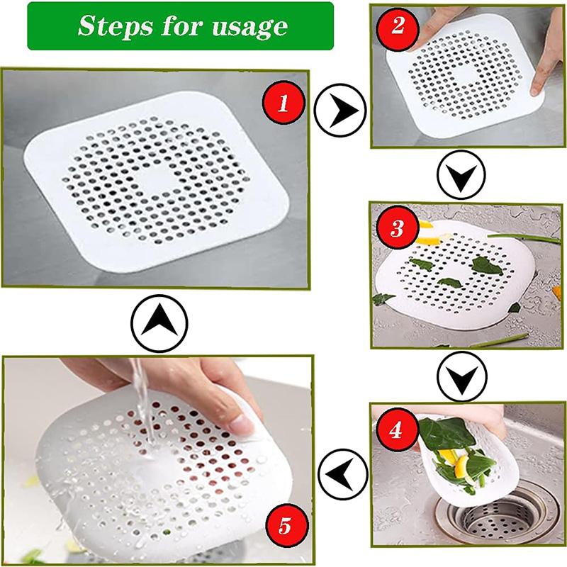2Pcs Kitchen Sink Drain Protector with Suction Cup Shower Drain Hair Catcher Sink Strainer for Kitchen Bathroom Bathtub Basin