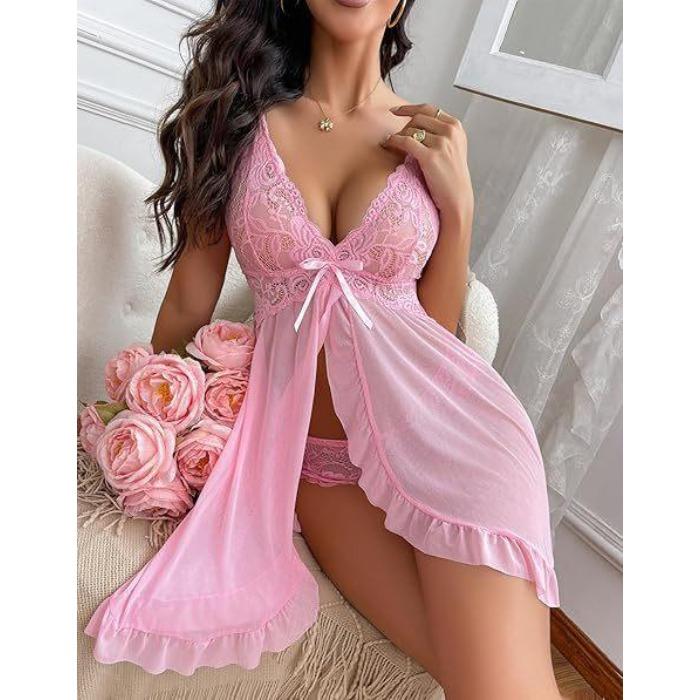 New lace suspender lingerie set for women's sexy pajamas