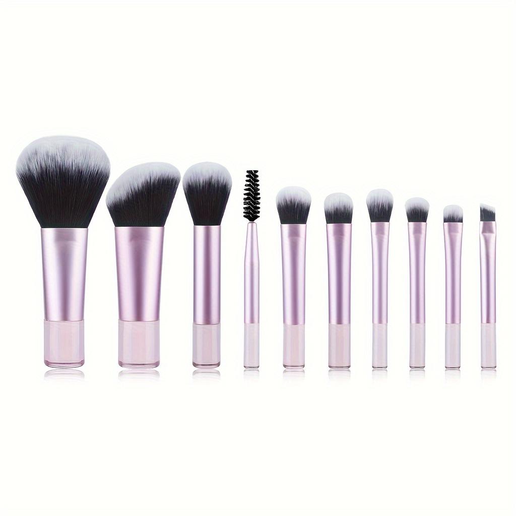 10pcs Portable Mini Makeup Brush Set with Storage Bag, Professional Essential Cosmetics, Loose Powder Brush Contour Brush Eyeshadow Brush