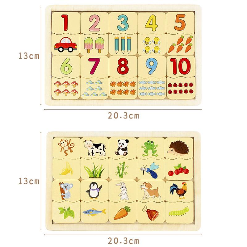 Dětské číslo Zvíře Kognitivní párovací puzzle Montessori Trénink koncentrace a paměti Dřevěné vzdělávací hračky Pro děti