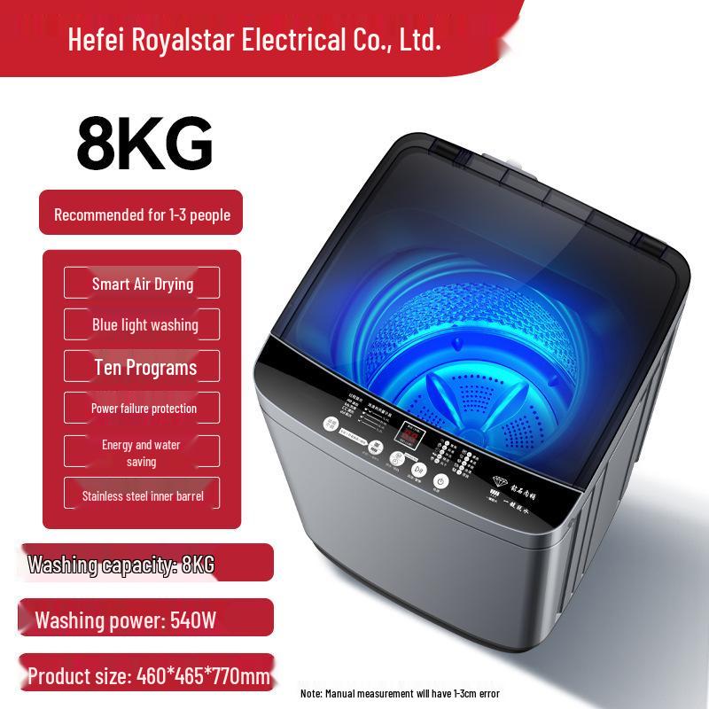 10kg Fully Automatic Washer-Dryer with Compact Pulsator for Households and Rentals