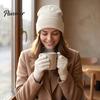 Outdoor Cycling Cold Weather Set Unisex Knitted Hat Gloves Set, Cozy Winter Beanies Gloves, Stretchy Windproof Headwear And Hand Warmers Warm Knit for