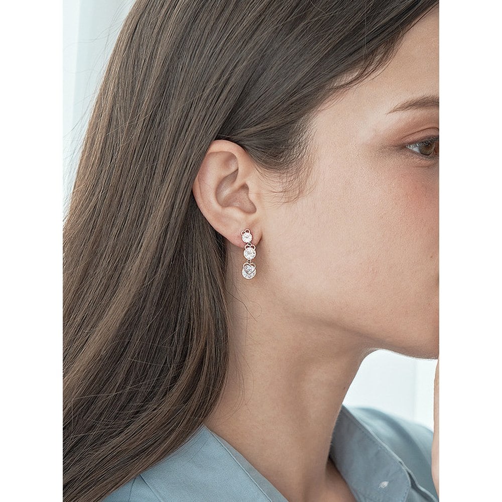 Heart Cubic 3-Tier Drop Earrings C24Eb321