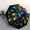 Peacock, Artwork Automatic Folding Umbrella  8 Ribs, Durable Iron Frame, Bright Color Pattern Compact Travel Umbrella, Suitable for Outdoor,