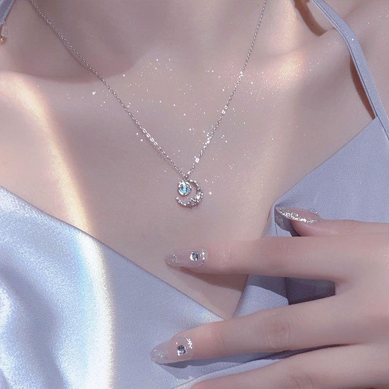 

LXL Exquisite Fashion Dream Star Sun Moon Moonlight Stone Necklace for Women Collar Chain Wedding Party Jewelry Gift