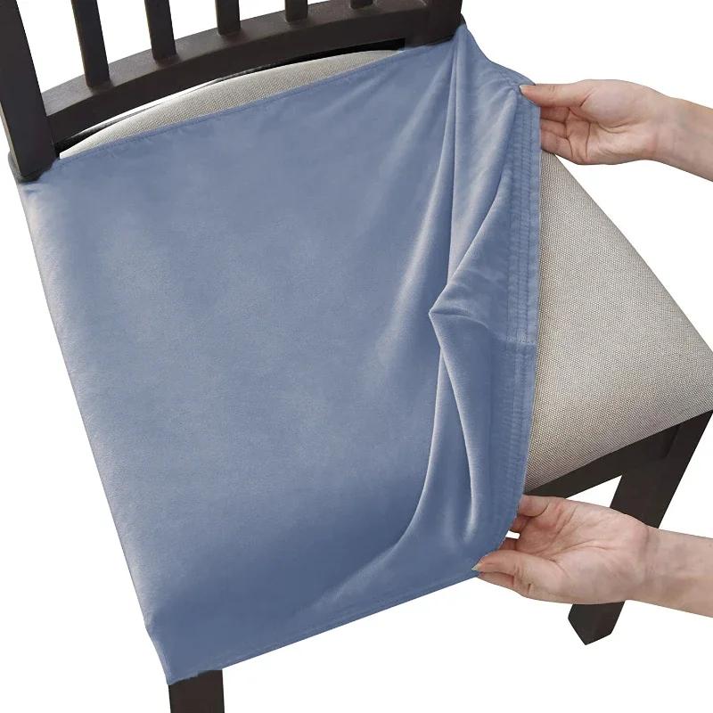 Backless Velvet Dining Chair Cover Elastic Stretch Slipcover For Restaurant Home Kitchen Seat Protector Non Slip