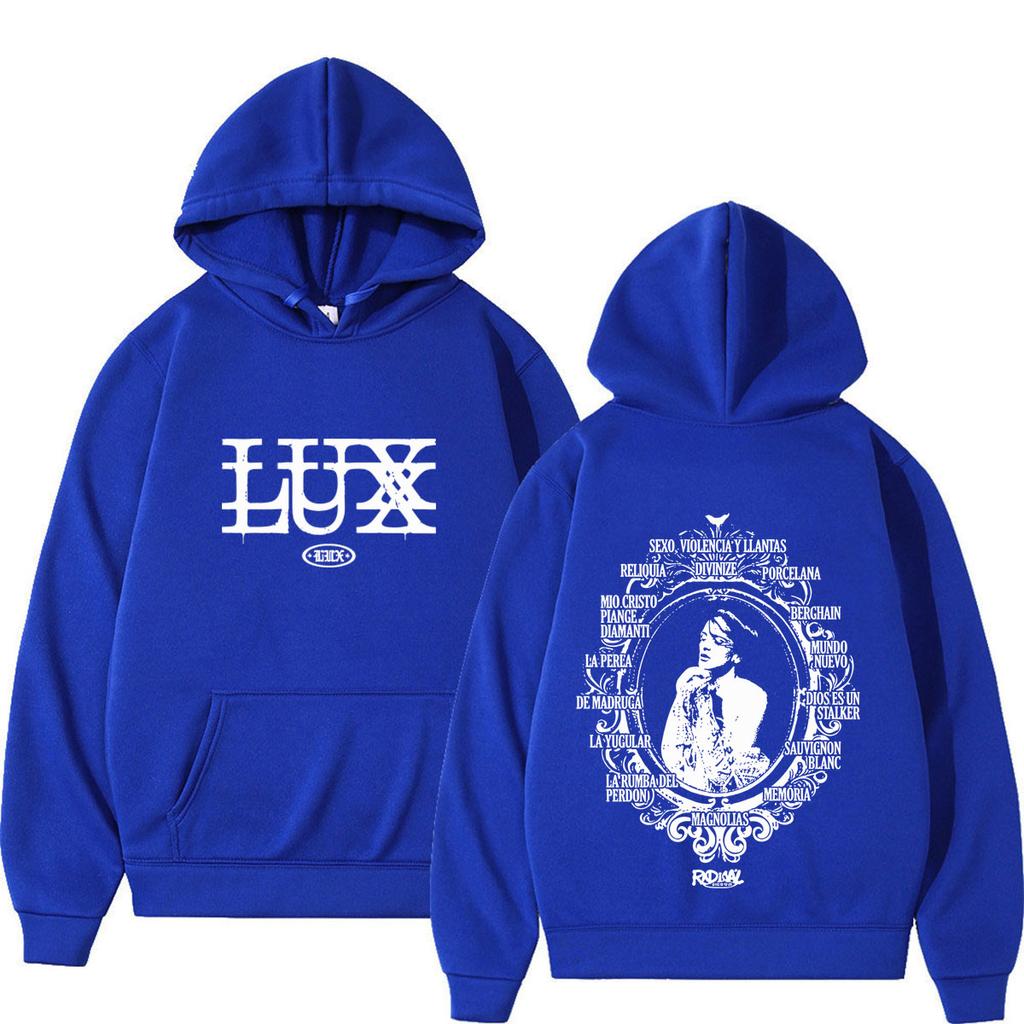 Singer Rosalia Lux Tour Print Hoodie Men Women Fashion Pullover Long Sleeves Oversized Vintage Loose Sweatshirts