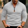 Autumn/Winter Men's Casual Fleece-Lined Solid-Colour Long-Sleeved Half-Zip Stand-Collar Sweatshirt Top