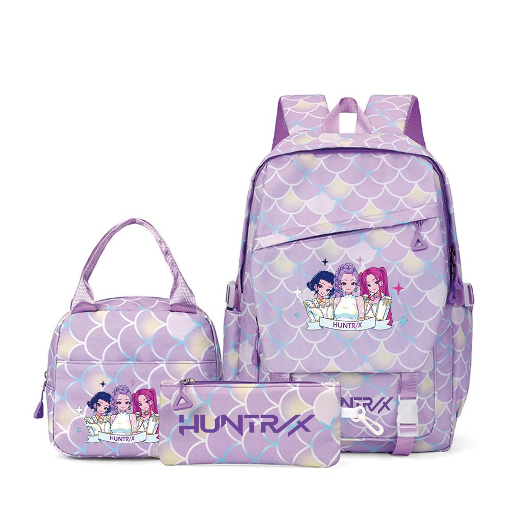 Witch Hunter Kpop Three-Piece Backpack Large Capacity Student Schoolbag Cartoon Backpack Ship according to the picture