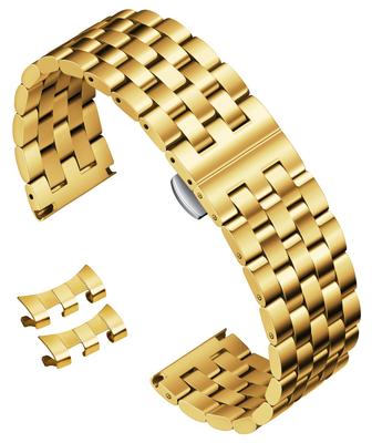 BINLUN Stainless Steel Watch Polished Metal Watch Durable Metal Smartwatch Replacement Butterfly Adjustment Tool Waterproof Band, Strap, Strap, 18mm,