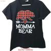 Momma Bear Humorous Black T Shirt Ladies Large Vintage Top For Everyday Wear Fashion Streetwear Slightly Soft Vintage