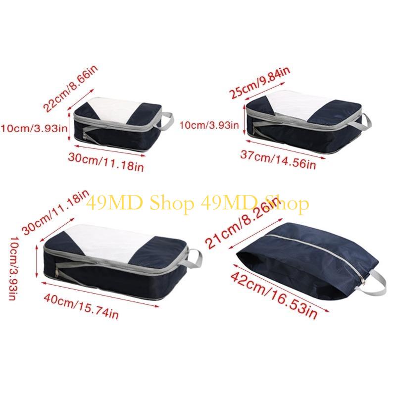 49MD 4 Set Travel Packing Cubes Compression Packing Cubes for Suitcase Luggage Cubes Suitcase Bags Travel Essential