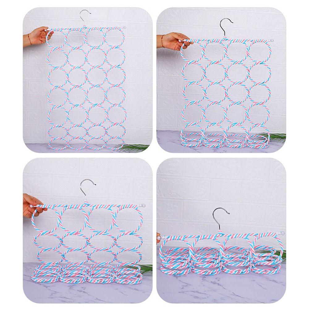 1Pcs Foldable Scarf Hanger 6/9/12/16/20/28 Ring Tie Belt Hook Organizer  Wardrobe Storage Holder