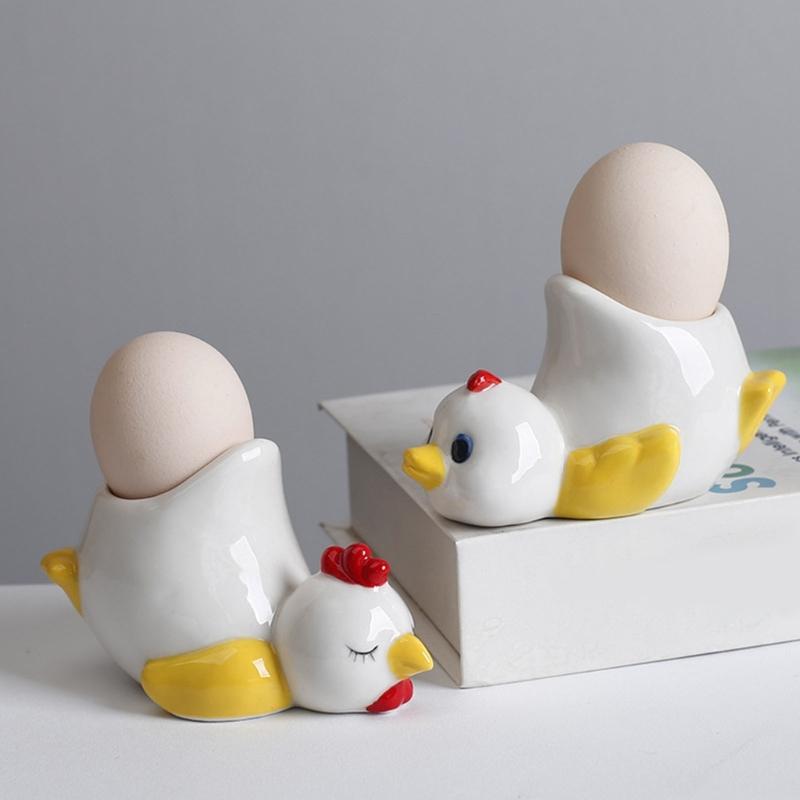 Porcelánové držáky na vejce Roztomilý a pevný design kuřete nebo kachny Podnos na vejce Ideální pro rodinné brunche nebo setkání s přáteli