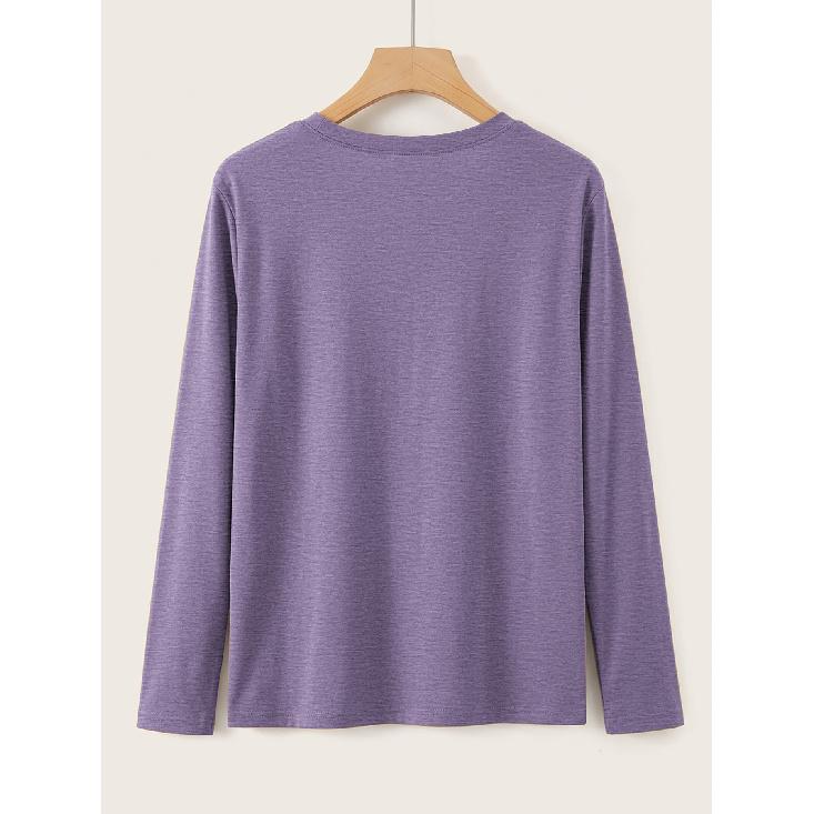 3Women's long-sleeved top (sold individually) T shirt suit | Dandelion letter print theme | Simple, minimalist, and artistic round-neck top | Elegant