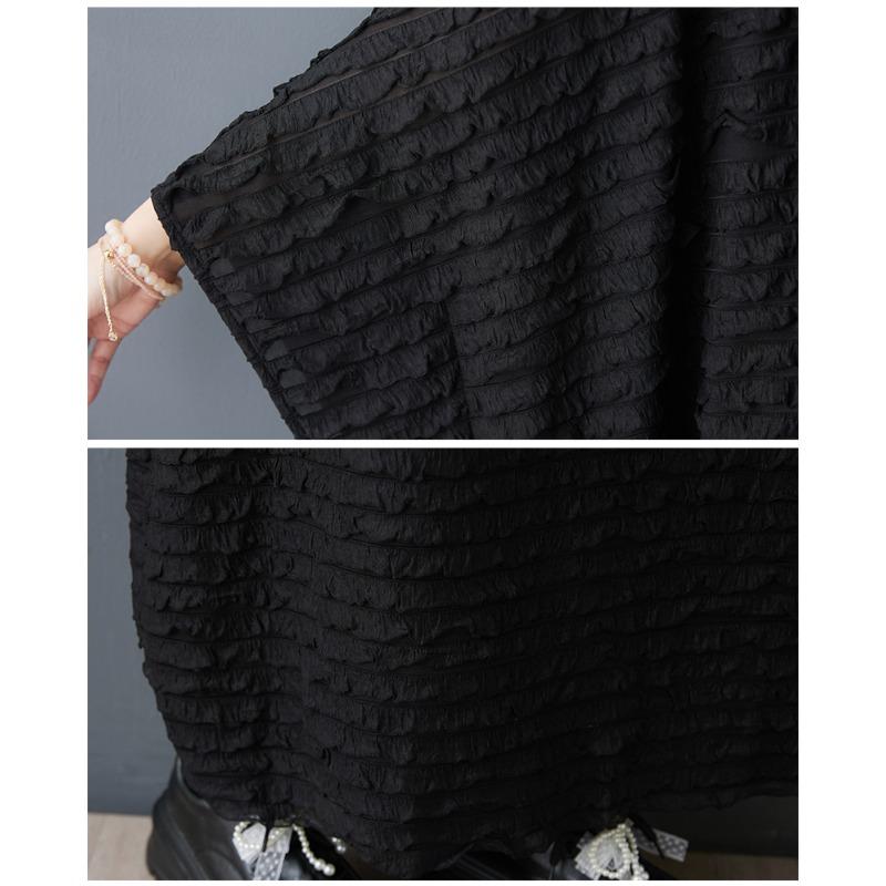 DIMANAF New 2026 Summer Plus Size Women Elegant Lady Long Dress Vintage Black Floral Jacquard Lace Loose Oversize Maxi Clothing