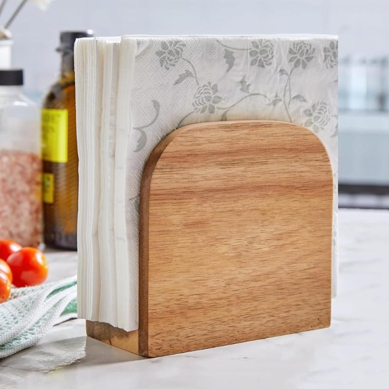 Elegant Acacias Wood Napkin Stand For Restaurant Cafe And Home Use Handcrafted Paper Towel Holder