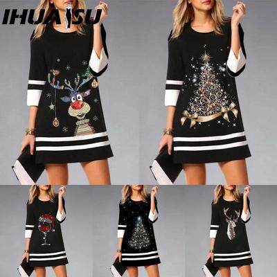 Women's Fashion Summer Spring 3/4 Sleeve O-Neck Casual Dresses