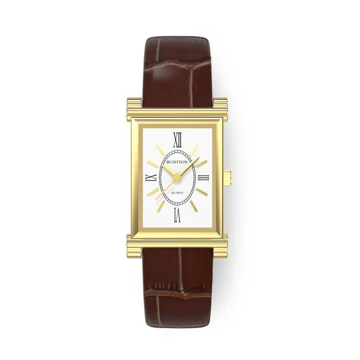 Rumton Women's Classic Leather Band Watch Heron Gold Brown