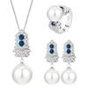Jewelry Copper Bottom Gold-Plated Inlaid White Pearl Christmas Tree Set Female 16-12Mm