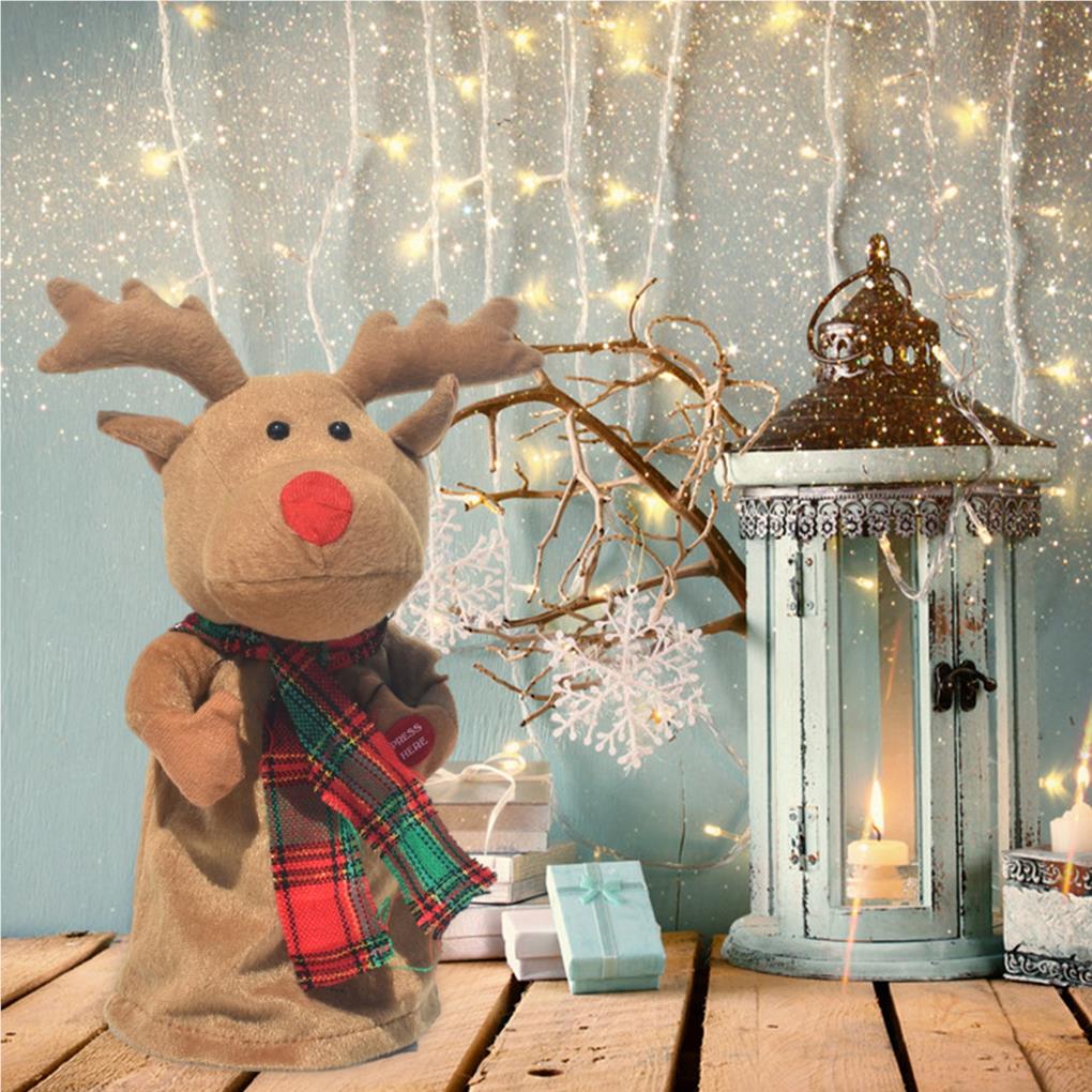 Christmas Doll Animal Themed Party Decorative Xmas Children Toy Stuffed Table Showcase Decoration Battery Operated