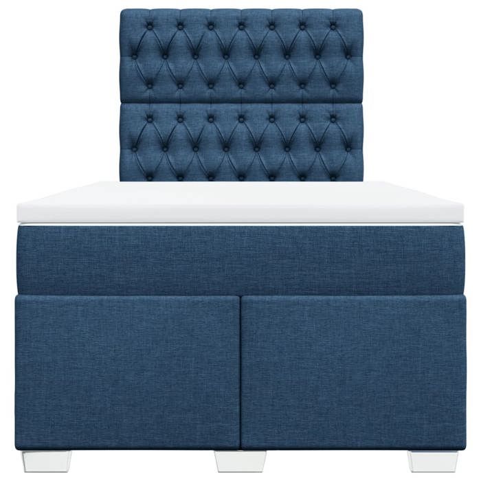 Exclusive House - Slatted Bed Base with Blue Mattress 120x190 Cm Fabric