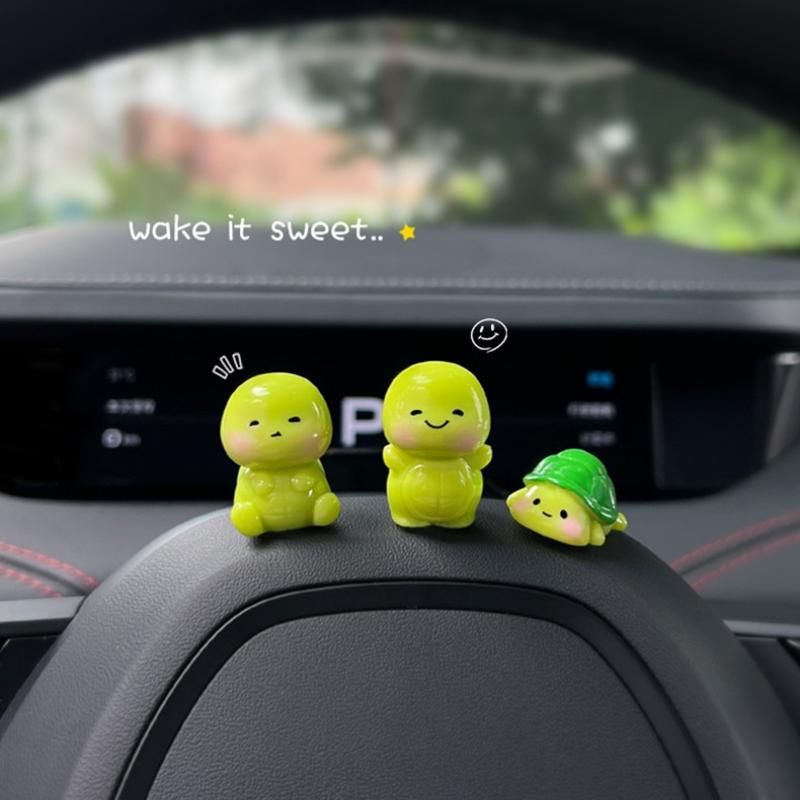 5Pcs Car Dashboard Rearview Mirror Decoration Turtle Ornament Cartoon Resin Animal Ornaments Mini Turtle Diy Accessories