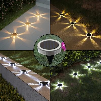 1/2/4pcs 6LEDs Luzes de Chão Solares - Luzes Solares Externas Atualizadas Ajuste Automático de Brilho Luzes Decorativas para Acampamento