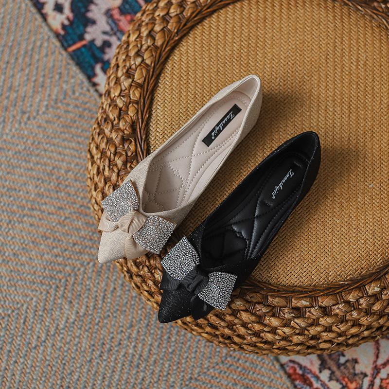 Fashion Low Heels Shallow Mouth Women Flock Rubber PU Thin Shallow Mouth Women Low Heels Rubber Flock PU