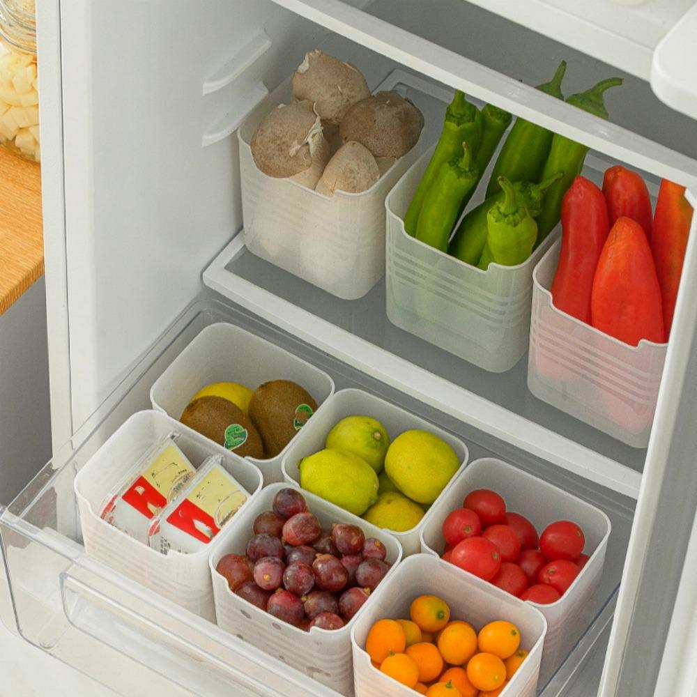 3/6 buc. Cutii de depozitare pentru frigider, cutie portabila transparenta pentru depozitarea alimentelor, cutie mare de depozitare pentru sortarea alimentelor, pentru usa laterala si blatul frigiderului