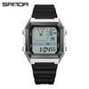 Sanda 6307 Quadratische Analoge Wasserdichte Leuchtende Countdown-Uhr
