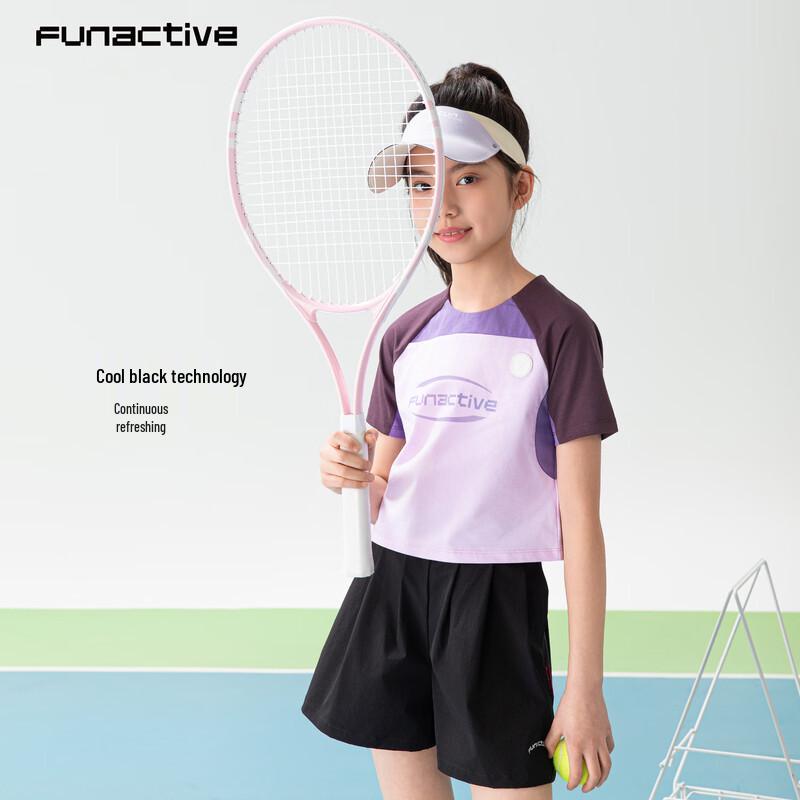 FUN ACTIVE Girls' Color-Blocked Short Sleeve Performance Tee