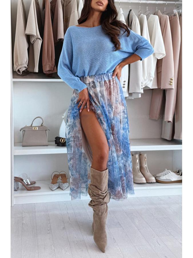 

2025 Новая летняя европейская и американская шифоновая юбка с принтом на резинке для женщин Medium