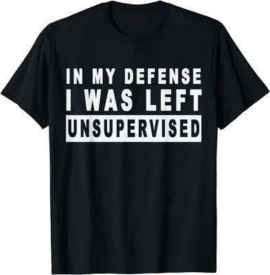 Drôle En Ma Défense J'étais Laissé Sans Surveillance T-shirt Manches Courtes Cadeau Sarcastique T-shirt Hauts Imprimés Graphiques T-shirts Vêtements Homme...