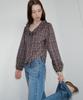 FRIVER07 Check Ruffle Tie Blouse [Frfa05Bl03]_Charcoal