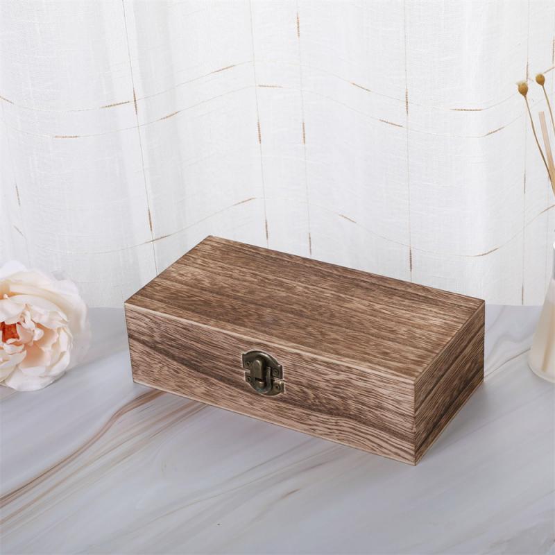 Travel Sundries Organizer Space Saving Lock Lid Carrying Wooden Storage Box Rectangle Dustproof Jewelry Case Makeup Crafts