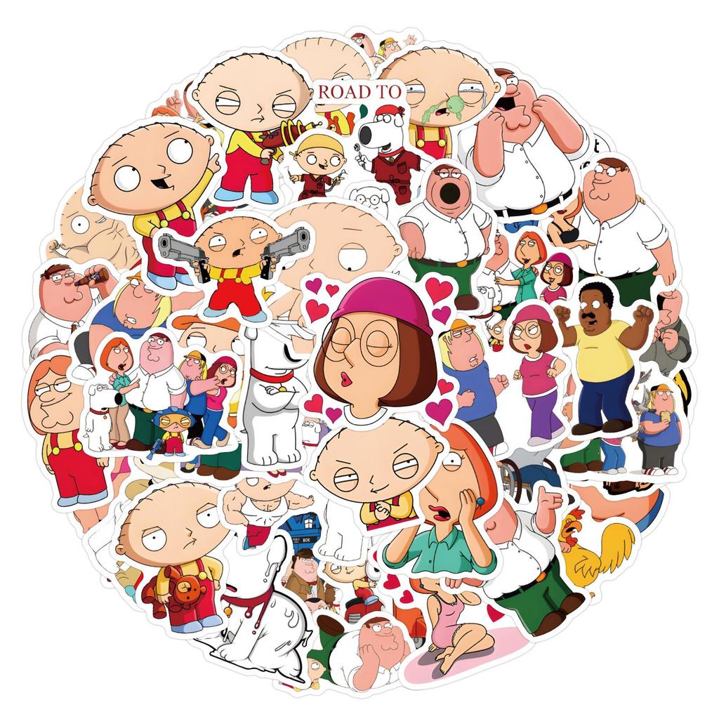 56 Family Guy Parody Graffiti Stickers for Home, Scooter, Computer, Guitar, and Diary Decoration