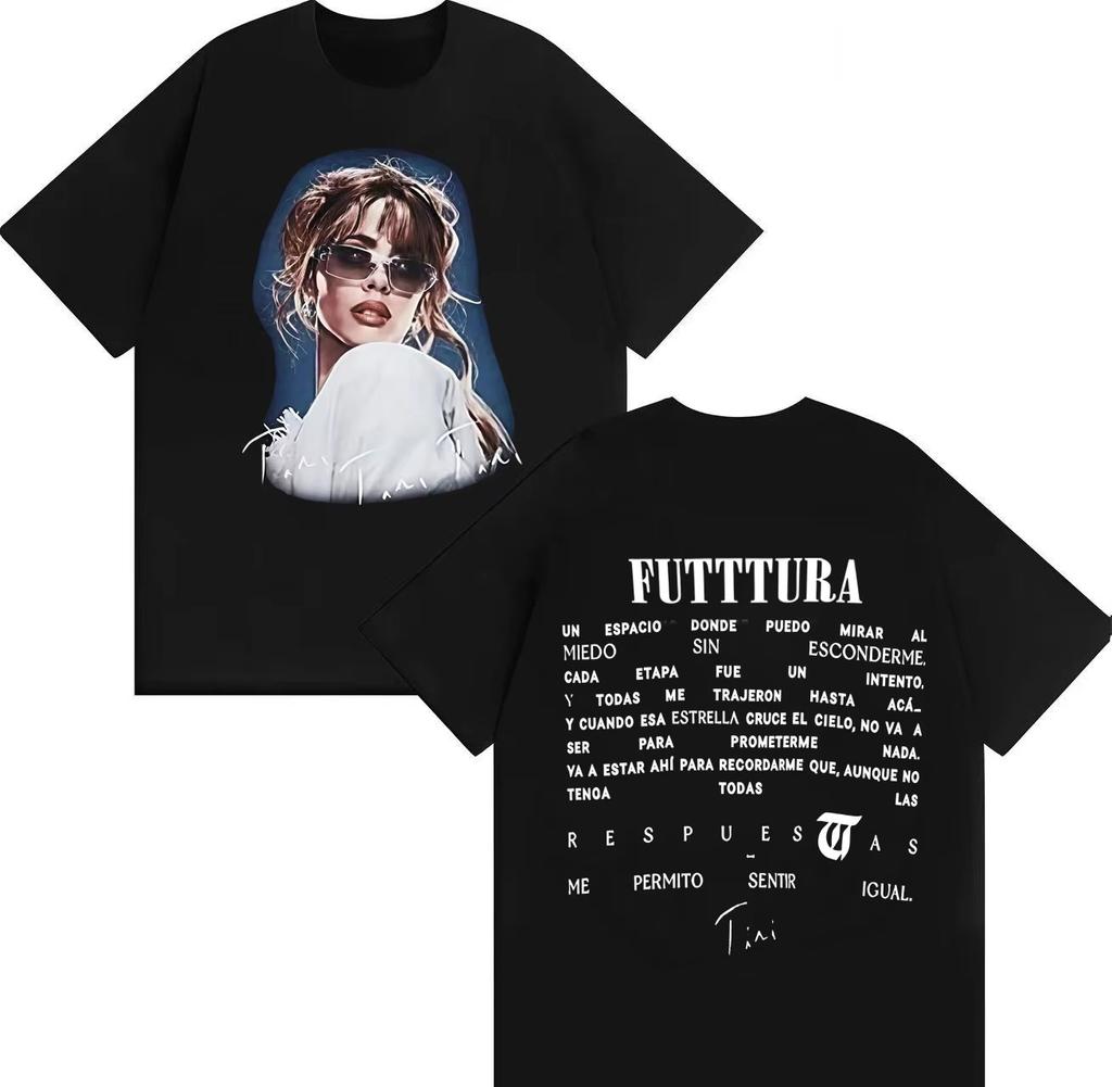 Sommer-Hit-Sängerin TINI Futtturas Album Popmusik Gothic Frühling Sommer 2026 Print Reines Baumwoll-Mode-Freizeit-T-Shirt y2k ins