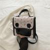 Pink Black Bow Print Backpack For Women Pearl Chain Lace Decor PU Leather Handbag Cute Shoulder Bag For School Commute Date