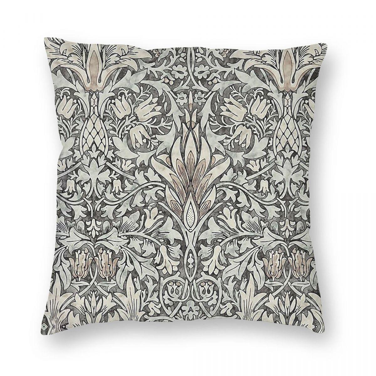 William Morris Snakeshead Grey Square Pillowcase Polyester Linen Velvet Pattern Zip Decor Pillow Case Car Cushion Cover x 30x30cm